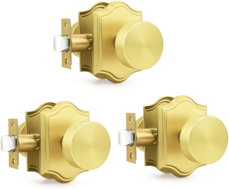 Orger Brushed Nickel Door Knobs Interior, Zinc-Alloy Silver Door Knob with Lock, Heavy Duty Privacy Antique Door Knob for Bathroom and Bedroom, 6 Pack