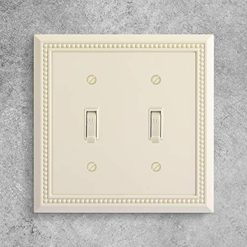 Image of Henne Bery Sunken Pearls Heavy Duty Decorative Wall Plate Switch Plate Outlet Cover, Durable Solid Zinc Alloy (Double Toggle, Light Almond)