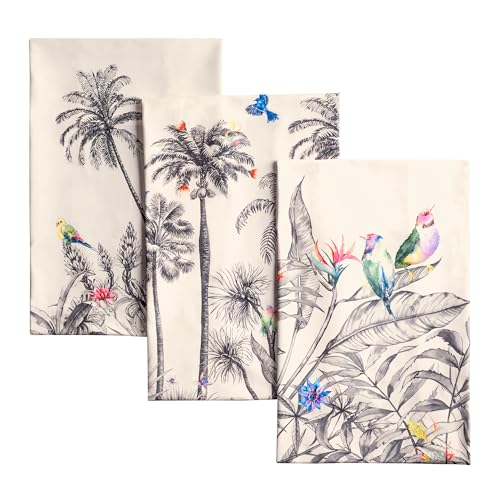 Maison d' Hermine Kitchen Towels Set of 3 100% Cotton 20' x 27.5' Reusable Cloth Tea Dish Towels Absorbent with Hanging Loop for Kitchen Dining Thanksgiving Christmas Decorations (Amazonia)
