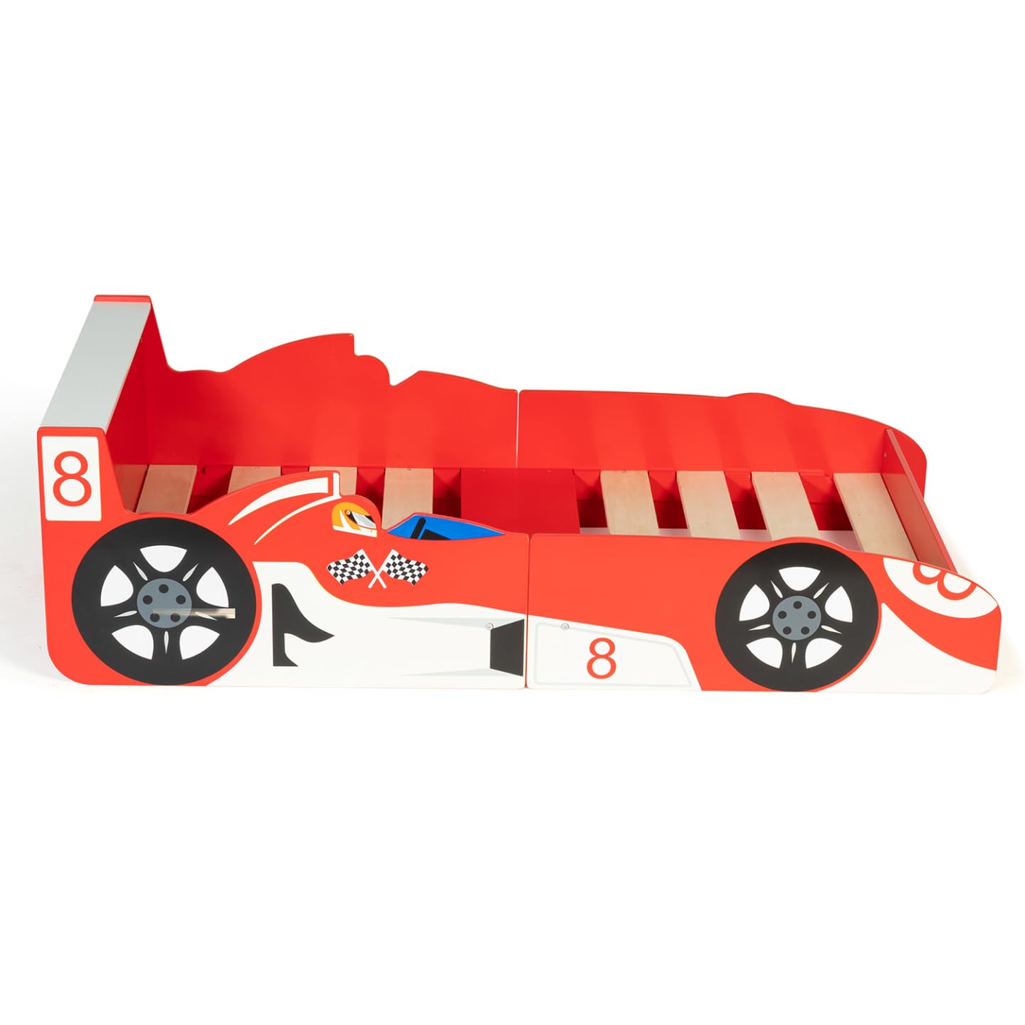 IDMarket - Lit Enfant Voiture Formule 1 Teddi 70 x 140 CM Rouge