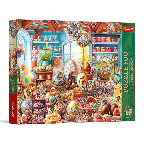 Trefl Premium Plus Quality - Puzzle Spring Bloom: Magasin de confiseries de Pâques - 500 pièces, série de Motifs intemporels, pour Adultes et Enfants âgés de 10 Ans et Plus
