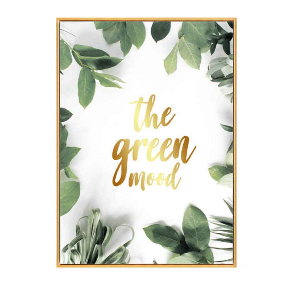 Pintura de la Lona Cartel del Arte de la Pared Hoja Verde Carteles e Impresiones Cuadros de la Pared para la decoración del Marco de la Sala de estar-40x60cm con Marco