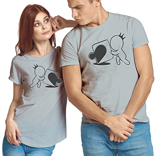 Image of Malted Regular Fit T-Shirt for Men & Women /Couples, T-Shirt for Husband and Wife, Girlfriend and Boyfriend T-Shirt, Honeymoon T-Shirt (Set of 2, Malted-Grey-044-Parent)