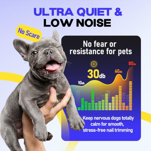 Whisper-Quiet Dog Nail Grinder, 50% More Powerful 6-Speed Pet Nail Trimmer with LED Display & 4 LED Lights, 3 Grinding Bits, No Over-Cutting, Stress-Free Grooming for Dogs, Cats & All Sensitive Pets — view 2