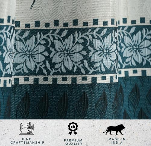 Image of Homefab India Jacquard Jute Curtains Room Darkening - Long Door 9 feet, Pack of 1 Curtain, Blue Floral