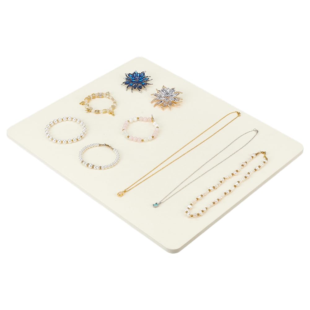 nbeads Vassoio rettangolare in microfibra per gioielli, 420 x 355 mm, vassoi in microfibra per anelli, orecchini, bracciali e collane, per vendita al dettaglio e vetrine di gioielli