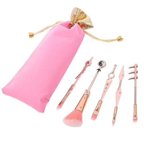 Miniatura 1 de Juego de 5 brochas de maquillaje Naruto con mango de metal, bolsa de regalo de terciopelo profesional de anime periférico Naruto cosplay, juego de
