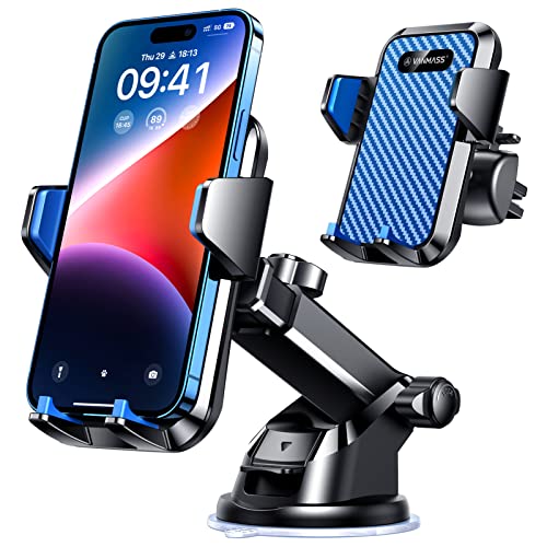 Vanmass Universal Car Phone Mount,【Patent & Safety Certs】 Upgraded Handsfree Dashboard Stand, Phone Holder For Car Windshield Vent, Compatible Iphone 14 13 12 11 Pro Max Xs Xr X, Galaxy (Blue) #TOP24
