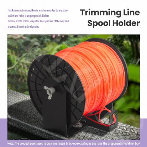 Heavy Duty Stainless Steel Weed Wacker Trimmer Line Holder W/Mounting Hardware, Adjustable Width (4.5"-8.6") Bracket, Supports 3 & 5 Pound Spools for Landscape Trailer Organization Accessories, Black - Thumbnail 6