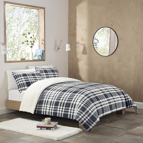 UGG 32553 Leonora California King 3-Piece Comforter Set Luxury Bedding Comforter and Two Pillow Shams Cozy Comfortable Reversible Machine Washable Hotel Style Bedding Set, King, Ocean Plaid