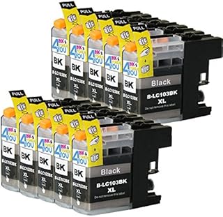 10 Pack - Compatible Ink Cartridges for Brother LC-103 LC-101 LC-103XL LC-103BK Black Inkjet Cartridge Compatible With Brother DCP-J152W MFC-J245 MFC-J285DW MFC-J4310DW MFC-J4410DW MFC-J450DW MFC-J4510DW MFC-J4610DW MFC-J470DW MFC-J4710DW MFC-J475DW