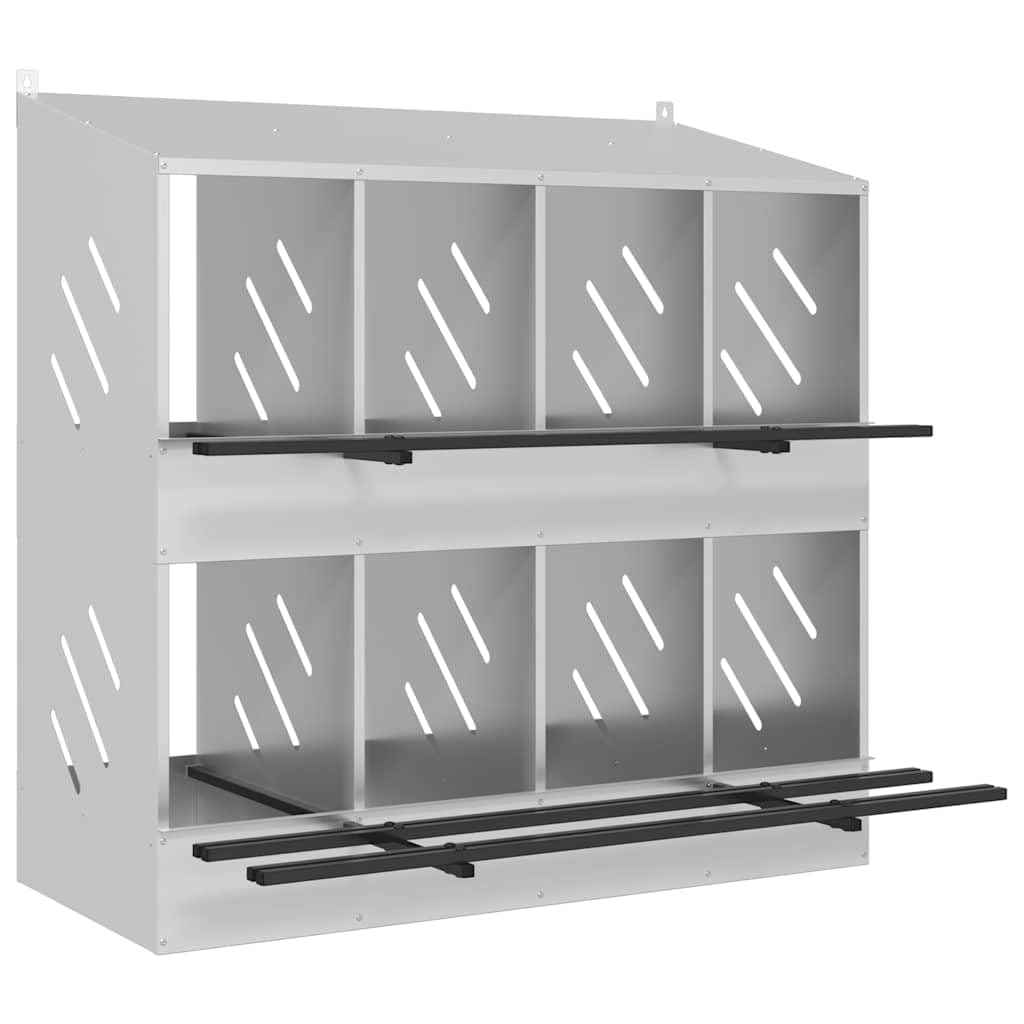 vidaXL Nido para Gallinas con 8 Compartimentos Plateado Galvanizado - Caja para Gallinas Ponedoras