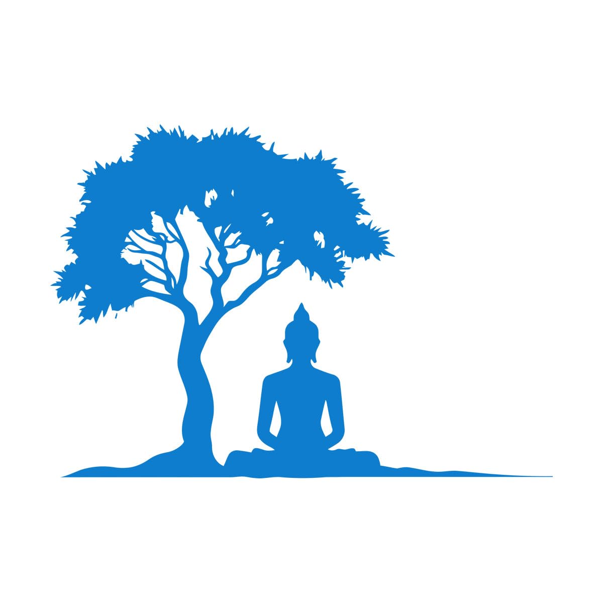 Lotus Pose Buddha Sitting Silhouette Meditation Room Wall Decals PVC 81x115.2cm Art Mural Painting Extra Large Blue โ image 1