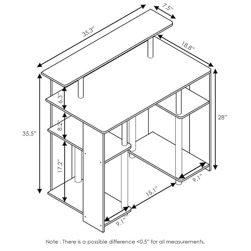 Furinno Jaya Simple Design Computer Writing Desk, French Oak Grey/Black #TOP5