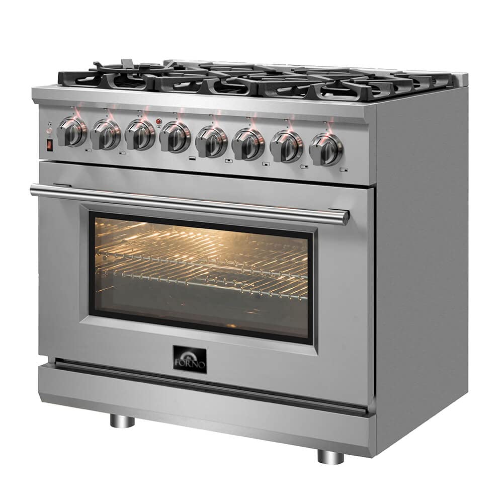 Massimo 36 in. 6 Burner Freestanding Dual Fuel Range in Stainless Steel