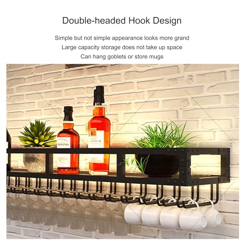 Étagère à vin murale avec LED et porte-verre suspendu pour bar à la maison
