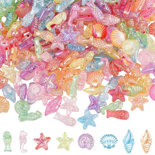 SOFPLATE 500 pièce de Perles en Acrylique Représentant des Animaux Marins des Coquillages des Étoiles de Mer et Bien Plus Encore Ces Perles Transparentes et...