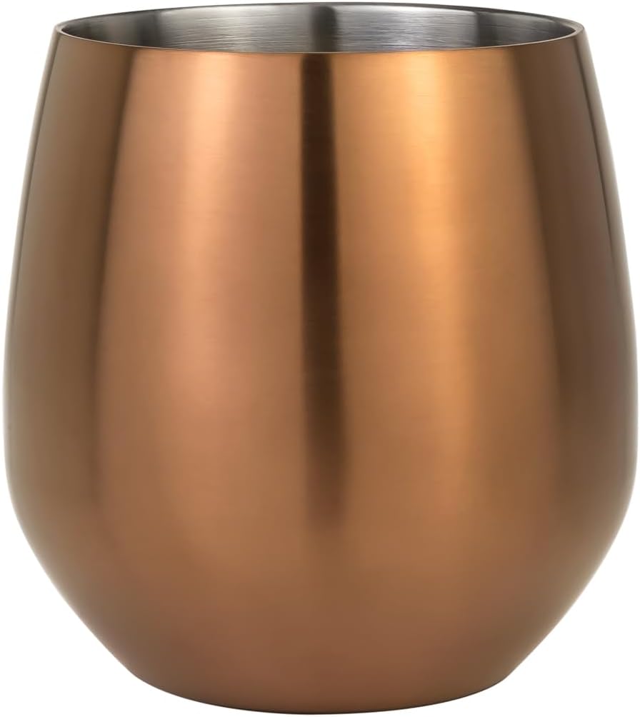BigBak™ Premium Stainless Steel Cups- Set of 4 12Oz Double Wall Insulated Cups - With Anti-Slip Bottom – Unbreakable Stainless Steel Cups – Elegant Drinkware for Dining & Hosting (Rose Gold)