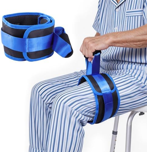 Leg Lifter Strap for Elderly & Disabled, Rigid Hand Strap & Foot Loop Mobility Tool for Wheelchair Users, Adjustable Leg Lift Belt for Physical Therapy, Bed, Car & Bathtub Transfer, Lightweight & Portable (1 Pack)
