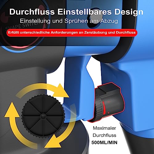 Akku Farbspritzpistole Yiyai 18V mit 1500mAh und 4 Düsen