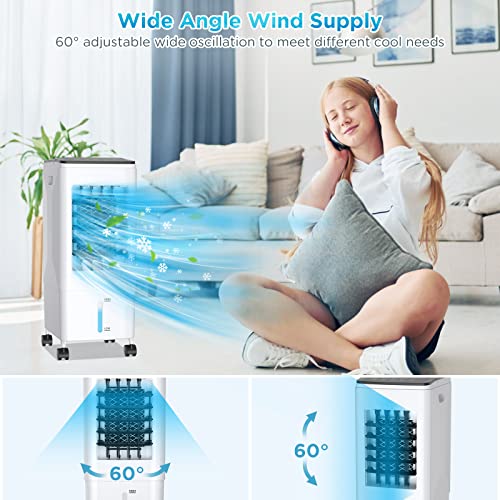 Portable Air Conditioners,3-In-1 Air Conditioner Portable For Room,5.5L Evaporative Air Cooler With Remote,3 Speeds&7H Timer,60° Oscillation Swamp Cooler Portable Ac Air Conditioner For Room Office #TOP7