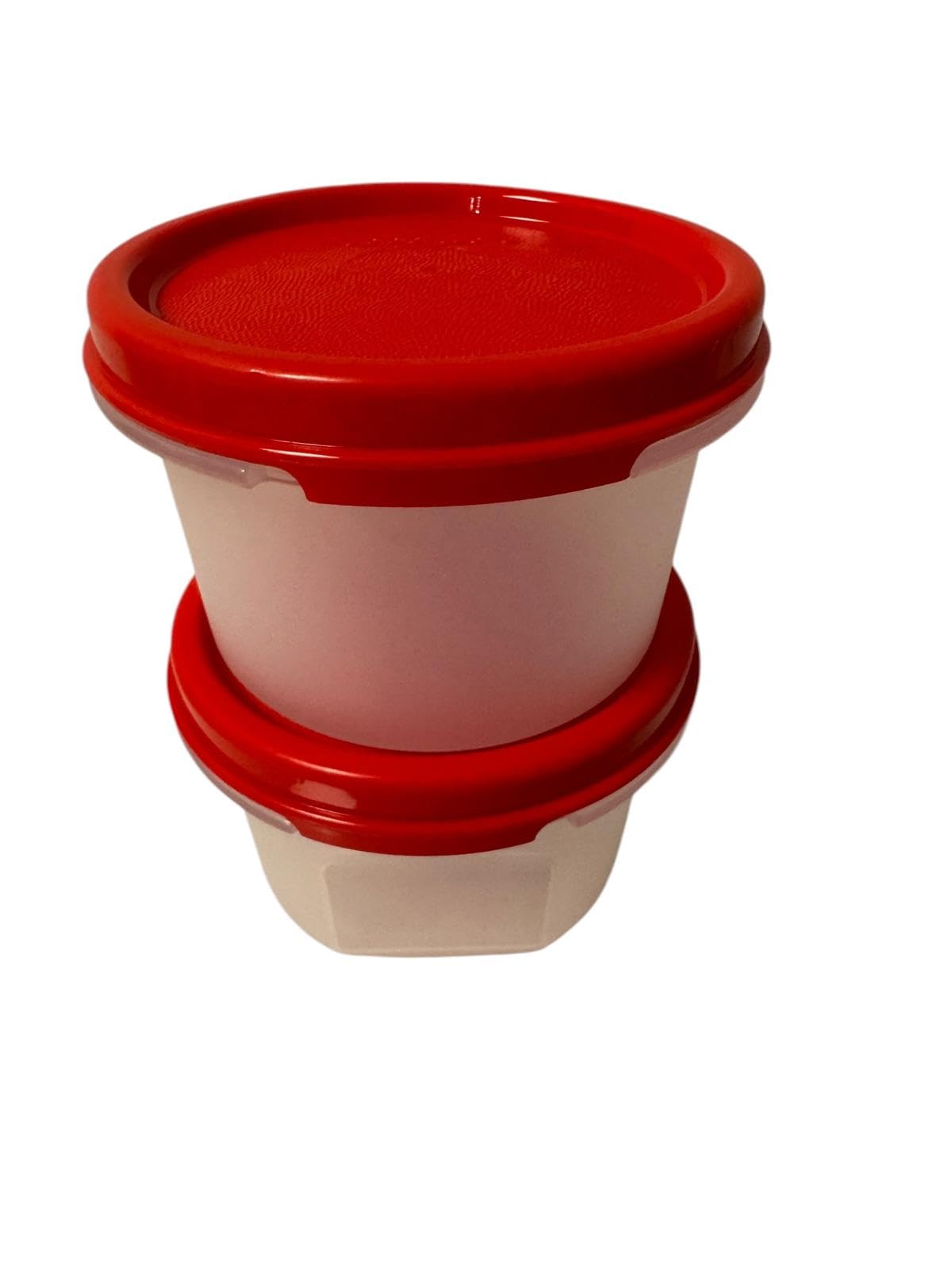 Tupperware Tpperware Smidgets - Mini contenitori da 200 ml, colore: rosso trasparente con coperchio, a prova di perdite, 2000 ml, 2 pezzi, 2 pezzi