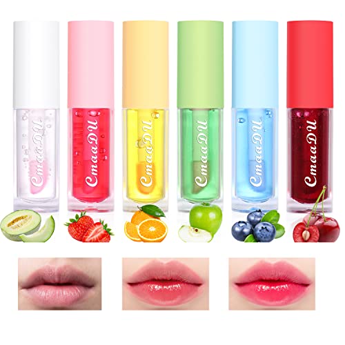 Feuchtigkeitsspendendes Lippenöl 6 Pack Feuchtigkeitsspendender Lippenbalsam Lippenpflege-Set für Lippen mit Fruchtgeschmack