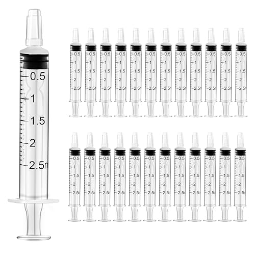 24 Stück Spritzen 2ml Spritze Steril Dosierspritze 2 ml Kolostrum Spritze mit Kappen Plastikspritze Individuelles Paket Syringe Futterspritze für Labor Tierfütterung Pflanzenbewässerung