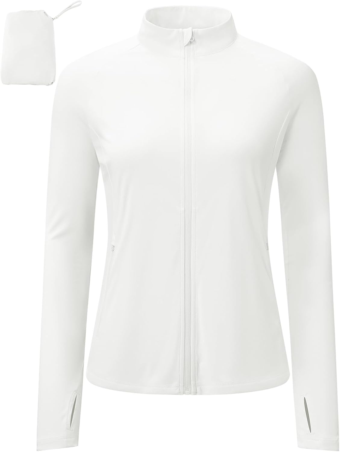 BGOWATU Women's Lightweight Workout Athletic Jacket UPF 50+ Zip Up Running Jackets Sun Shirt with Thumb Holes