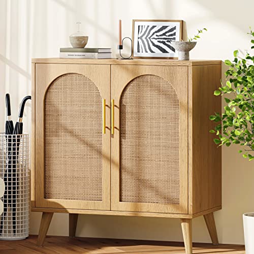 Rovaurx Rattan Storage Cabinet With Doors, Accent Bathroom Floor Cabinet, Modern Sideboard Buffet Cabinet For Living Room, Entryway, Dining Room And Kitchen, Natural Bmgz108M #TOP4