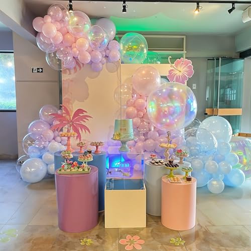 Image of Iridescent 4D Balloons 22 /10 Inch Large Holographic Round Foil Ball Balloon Iridescent Mylar Aluminum Balloons for Girls Princess Mermaid Birthday Wedding Baby Shower Rainbow Party Decorations