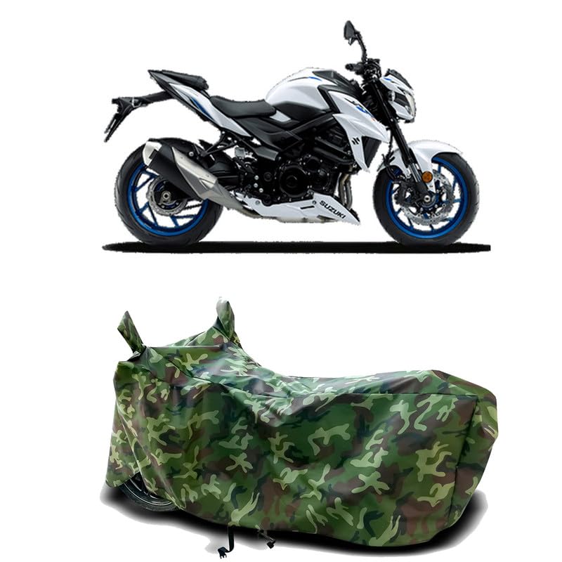 Image of DUFFEL-100% Heat Protection Two Wheeler Bike /Scooty Body Cover for Suzuki GSX-S750 Water Resistance /UV-Rays /Birds Dropping /Scratchproof /Dust Proof /Waterproof[Green Jungle Print]