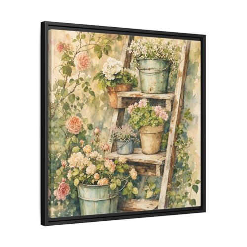 Aquarelle échelle pour habiller un grand mur vide de salon 60x60