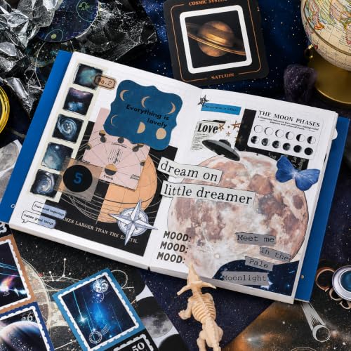 Image of RANDEN Cosmic Journaling Kit, 346PCS Vintage Scrapbook & Stationery Set with Aesthetic Stickers, Ephemera Pack and Journal Supplies for Bullet Journals, Planners, Albums & Creative Crafts (Cosmic)