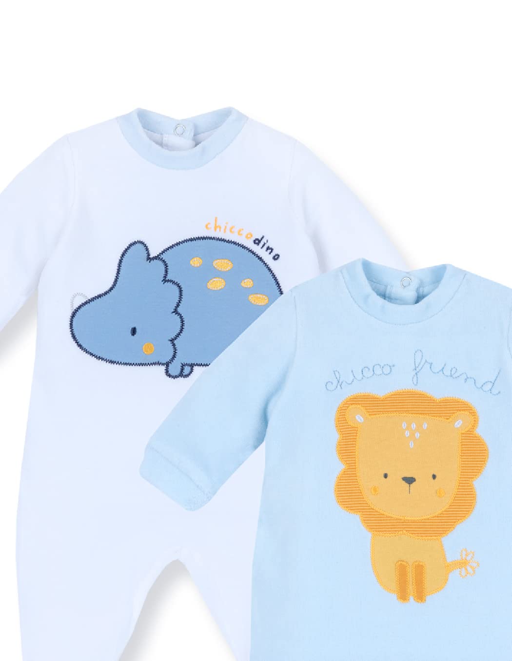 Chicco Zestaw kombinezonów szenilowych ze stopką, kombinezon zimowy unisex 0-24 (2 sztuki), Niebieska, 0 miesięcy
