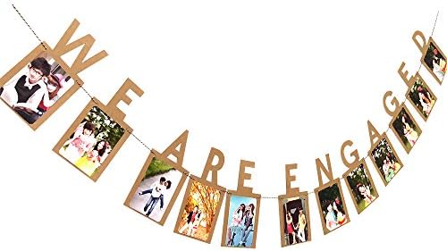 Losuya WE ARE ENGAGED Photo Banner Frame Bunting Wedding Bridal Party Hanging Decoration