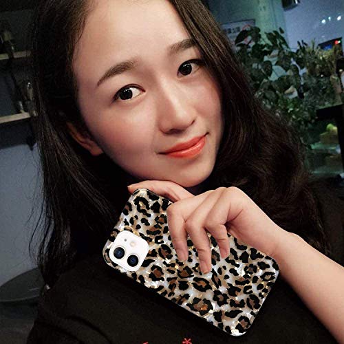 J.west Case Compatible With Iphone 12/12 Pro 6.1-Inch, Luxury Sparkle Translucent Clear Leopard Cheetah Print Pearly Design Soft Silicone Slim Tpu Protective Phone Case Cover For Girls Women (Bling) #TOP4