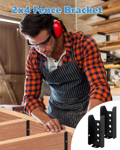 AOKLIT 2x4 Fence Brackets for Wood Rail, 80 Pack Black Deck Railing Brackets for 2” X 4” Wood Post, Thickness 1.2mm(18 Gauge) Fence Bracket, Screws Not Included