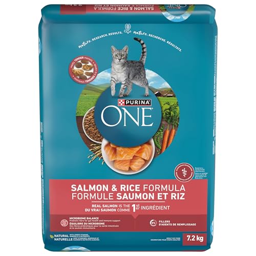 Purina ONE Dry Cat Food, Salmon & Rice Formula - 7.2 kg Bag - Image 3
