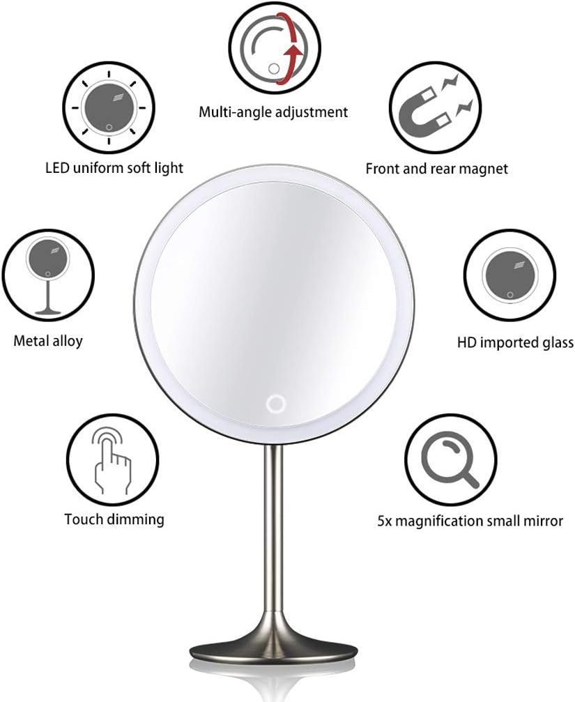 LED メイクアップミラー メイクアップミラー HD デイライト LED メイクアップミラー デスクトップミラー ライト付きメイクア