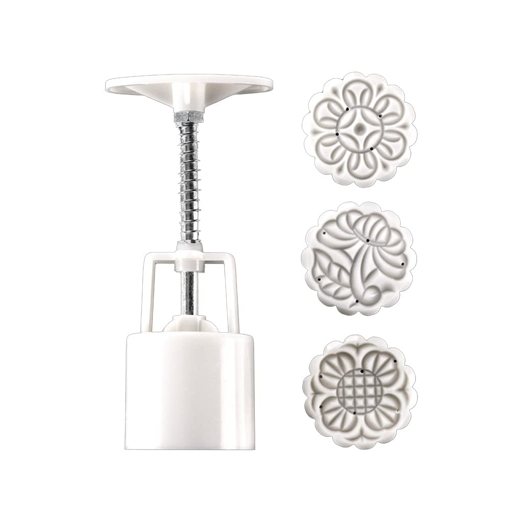 MALSSE Mold 50g with 3 Different Flowers Shaped Stamps Mid-Autumn Festival Cookie Stamps Cookie for Baking Pastry Tools Pastry Tool Kit Tools Organizer Tool Set and Accessories Professional