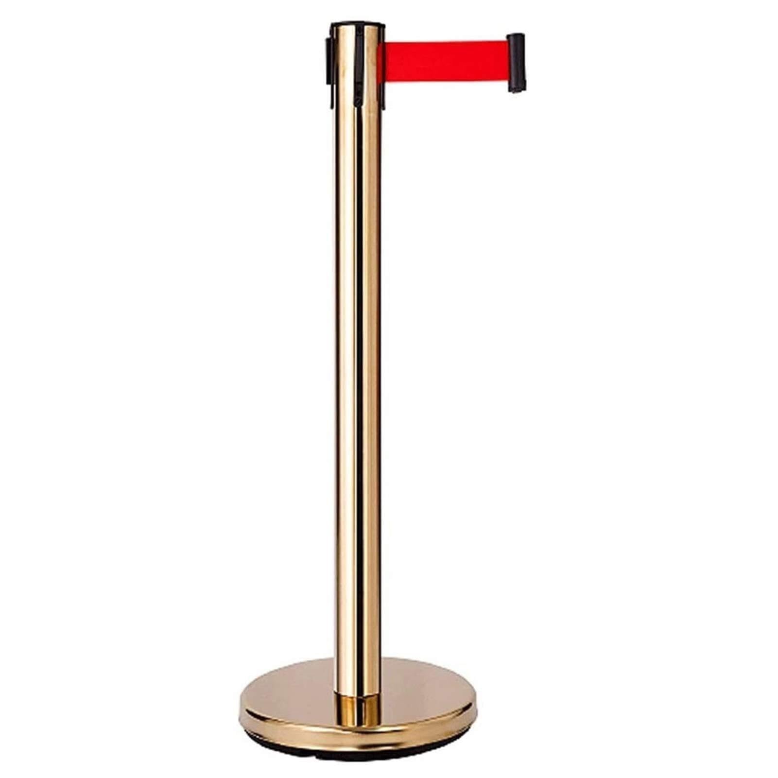 JYBNBBE Retractable Belt Stanchion Set for Queuing Lines 36-Inch Height Safety for Crowd Control Easy Connect Assembly,Gold-2m