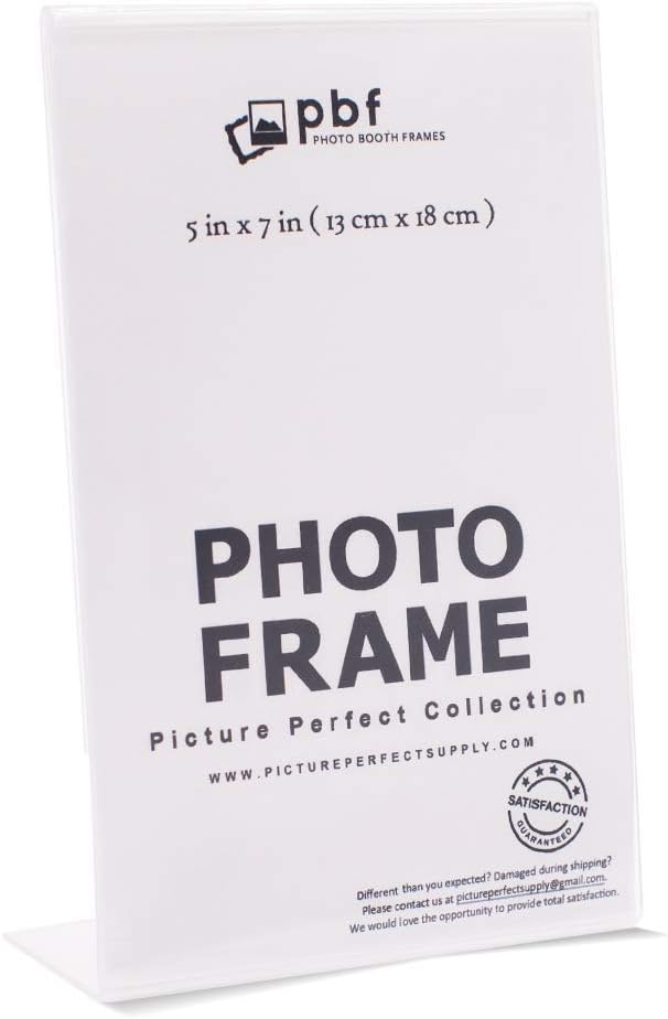 Photo Booth Frames - 5x7 Inch Clear Acrylic Slanted Back Vertical Picture Frame (12 Pack) + 7x5 Inch Clear Acrylic Slanted Back Horizontal Picture Frame (12 Pack)