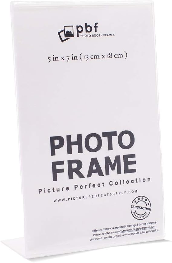 Photo Booth Frames - 5x7 Inch Clear Acrylic Slanted Back Vertical Picture Frame (12 Pack) + 7x5 Inch Clear Acrylic Slanted Back Horizontal Picture Frame (12 Pack)