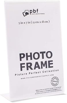 Photo Booth Frames - 5x7 Inch Clear Acrylic Slanted Back Vertical Picture Frame (12 Pack) + 7x5 Inch Clear Acrylic Slanted Back Horizontal Picture Frame (12 Pack)