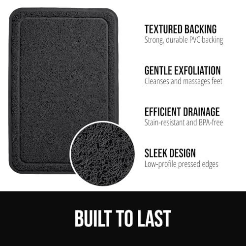 Image of GORILLA GRIP Exfoliating Bath and Shower Mat, Textured Backing, 30x16 Soft Loofah-Style Foot Scrubber for Outside or Inside Bathtub, Quick Dry Easy Drainage Tub Floor Mats, Bathroom Essentials, Black