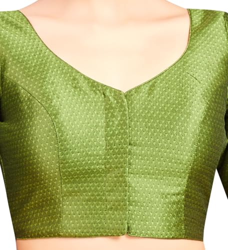 Image of Studio Shringaar Women's Brocade Half Sleeve Bright Readymade Saree Blouse