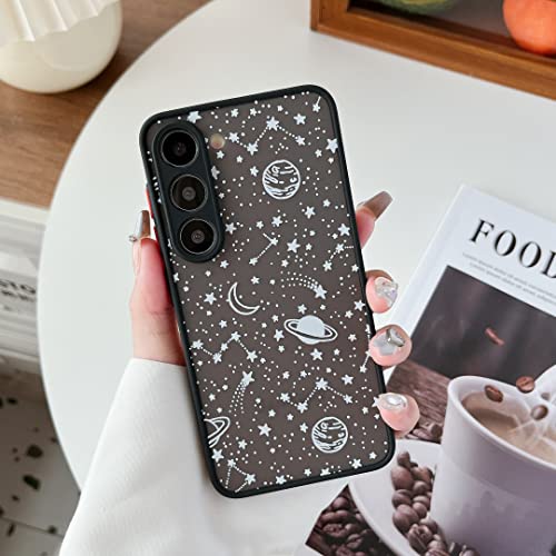 Ztofera Compatible With Samsung Galaxy S23 Plus 5G Case (6.6 Inch), Planet Sky Star Pattern Protective Phone Case Translucent Frosted Hard Pc Back Case Silicone Bumper Shockproof Cover - White Sky #TOP2