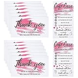 PLIGREAT 120 Stück Tasse Pflegeanleitung Karten, Gouache Kunst Handgefertigte Pflege- und Waschanleitung Karten für Becher, Kleiner Online-Shop Paket Einsatz Dankeskarten, 8.9×5.1 cm