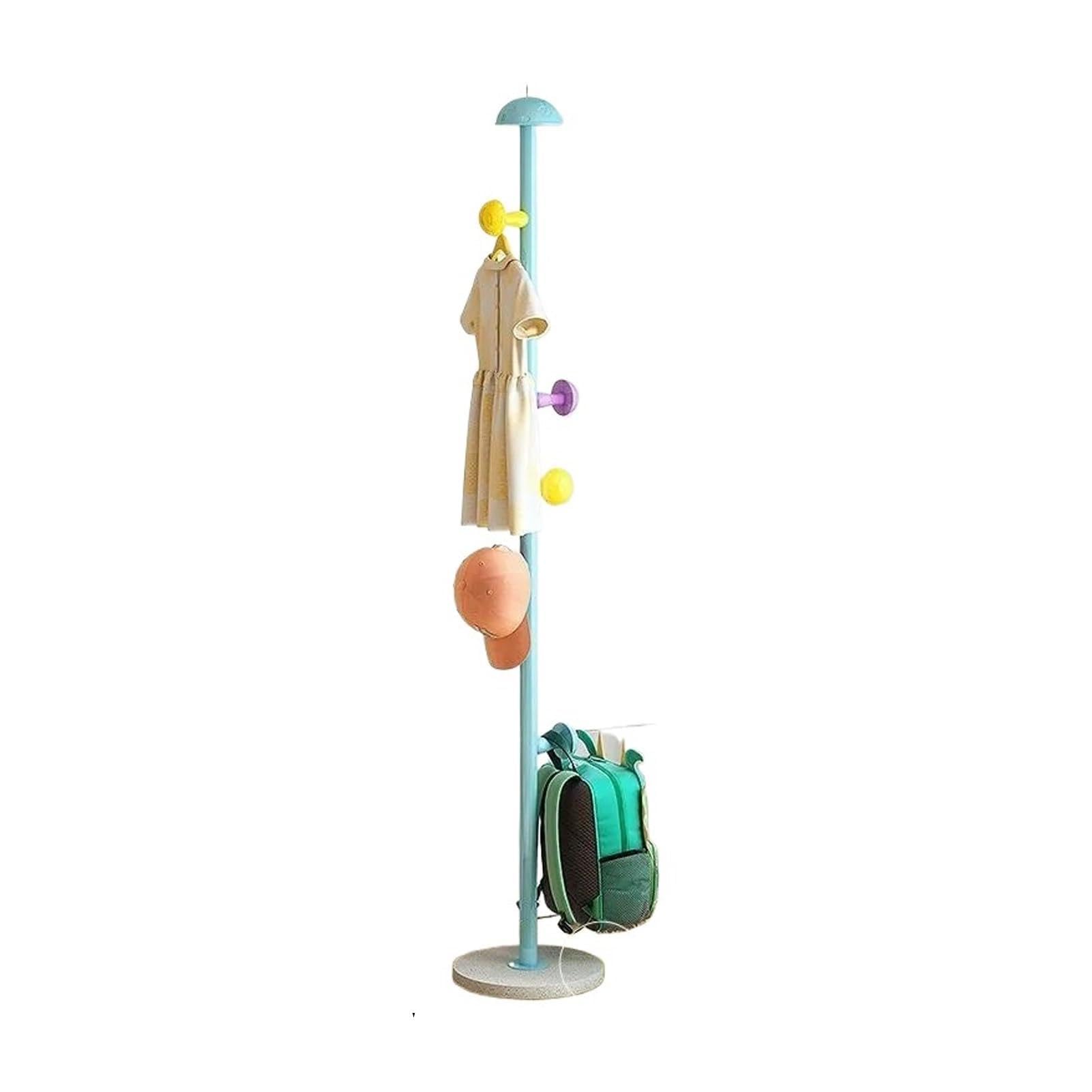 YAOHY Freestanding Mushroom Clothing Rack, Colorful Ball Hooks Rack for Hanging Clothes, for Entryway Bedroom Coat Storage(Blue)